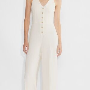 Aritzia Cream Button-Front Jumpsuit